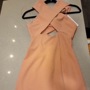 NWT Solace London Moss Mini Dress, Size 2, Nude (Color is more a light pink)